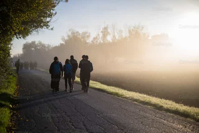 Piligrimage, rosary at Dawn - Catholic stock images - Photo by Vytautas Markūnas SDB