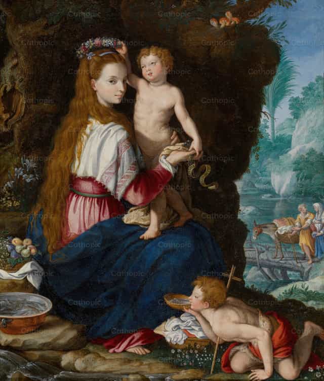 Madonna with the Infant Saint John the Baptist - Catholic stock images