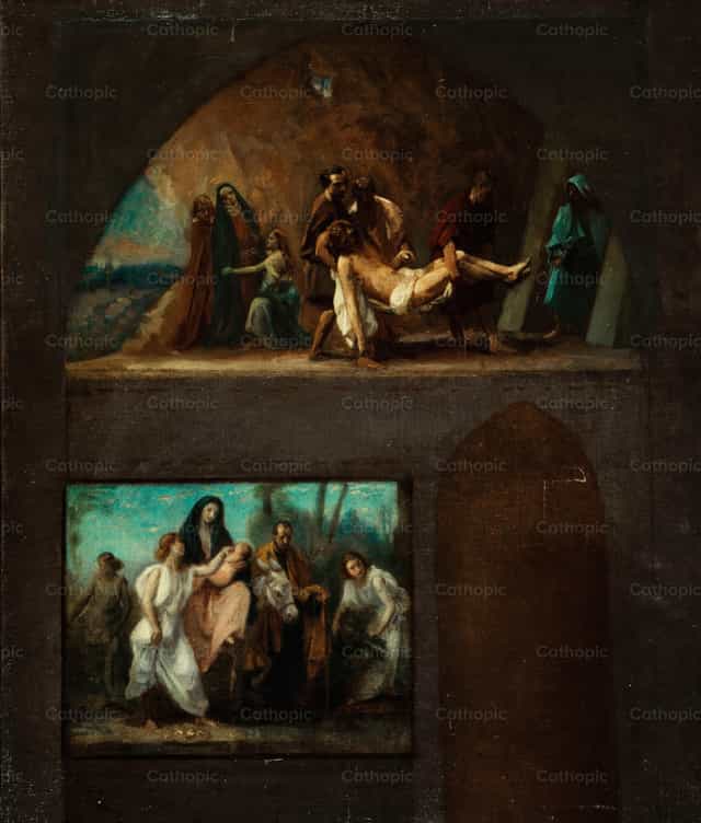 The Flight to Egypt and the Entombment - Catholic stock images - Photo by Restored Christian Art