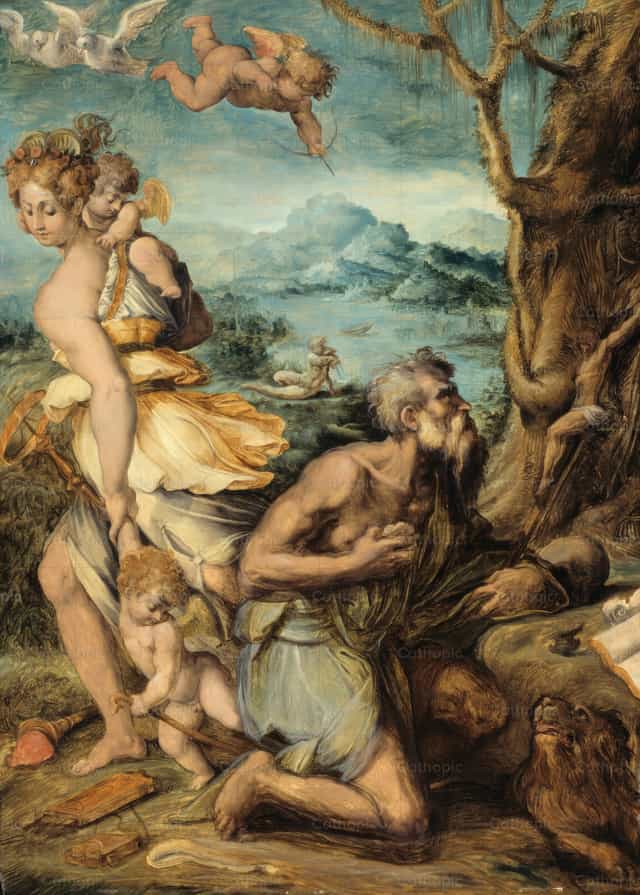 The Temptation of Saint Jerome - Catholic stock images