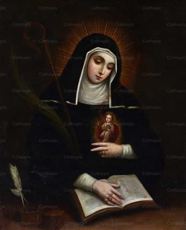 Santa Gertrudes - Imagens católicas de stock