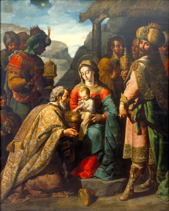 L’Adoration des Rois - Images catholiques de stock