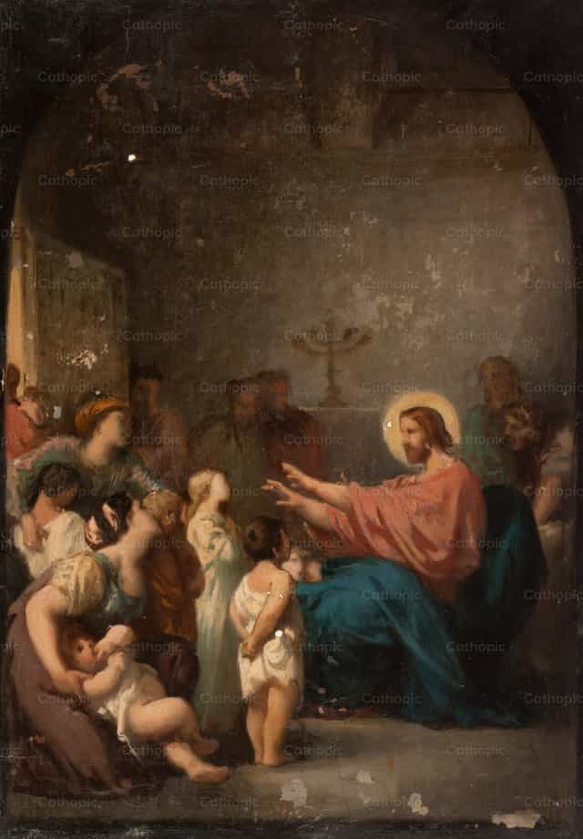 Si Hesus at ang Maliliit na mga Bata - Mga Catholic stock image