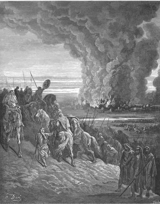 Józsué felgyújtja Aj városát - Katolikus stockképek - Fotó: Restored Christian Art