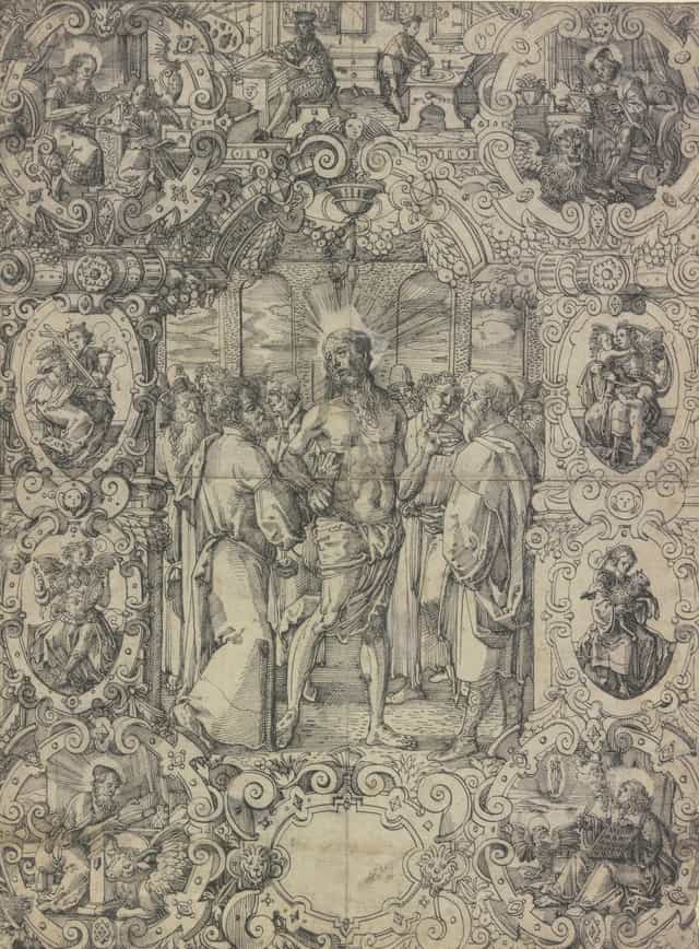 Tablica z przedstawieniem Chrystusa i niewiernego Tomasza - Katolickie zdjęcia stockowe - Zdjęcie: Restored Christian Art