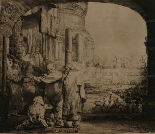 Péter és János a templom kapujánál - Katolikus stockképek - Fotó: Restored Christian Art