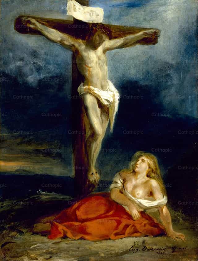 Santa María Magdalena al pie de la Cruz - Banco de imágenes católicas
