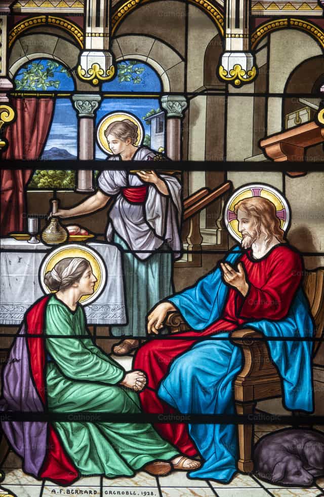 Gesù nella casa di Marta e Maria - Immagini stock cattoliche - Foto di Joan Sutter