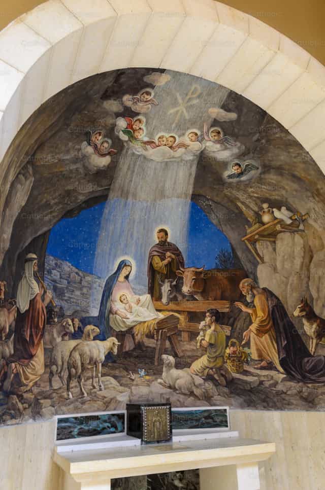 Mural del nacimiento de Cristo - Banco de imágenes católicas