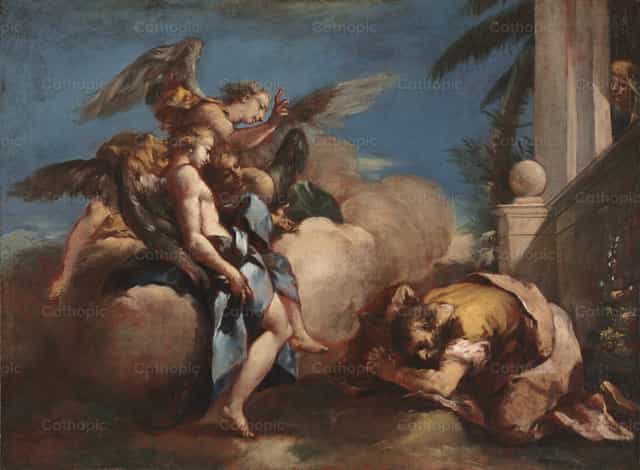 Angels appear to Abraham - Catholic stock images