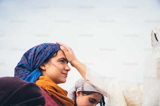 Pagpapala ni Birheng Maria ng Fatima kay Santa Lucia - Mga Catholic stock image