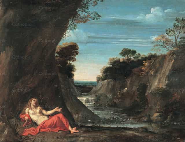 Paisaje con la Magdalena penitente - Banco de imágenes católicas