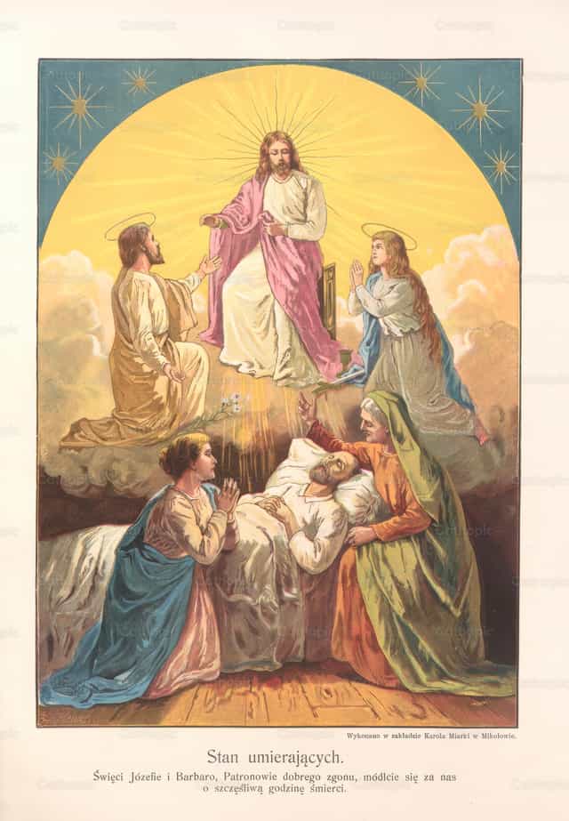 La condizione dei morenti - Immagini stock cattoliche - Foto di Restored Christian Art