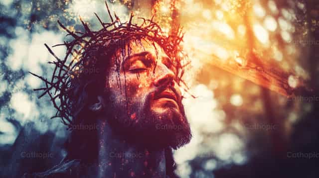 Si Kristo na may korona ng mga tinik - Mga Catholic stock image