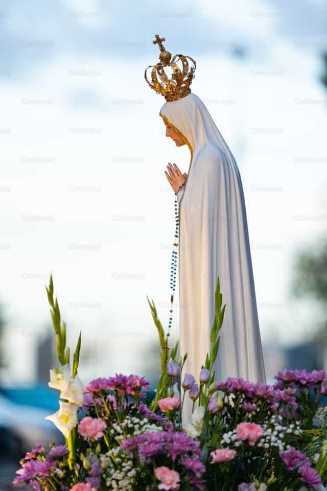 Pilgrim image of the Virgin of Fatima - Catholic stock images