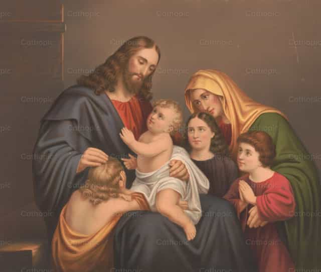 Pinagpapala ni Kristo ang maliliit na bata - Mga Catholic stock image - Larawan ni Restored Christian Art