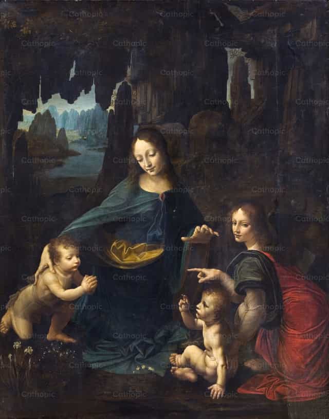 La Virgen de las Rocas - Banco de imágenes católicas - Fotografía por Restored Christian Art