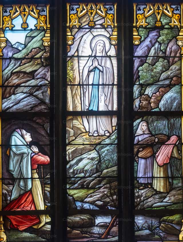 Pagpapakita ng Mahal na Birhen ng Lourdes - Mga Catholic stock image