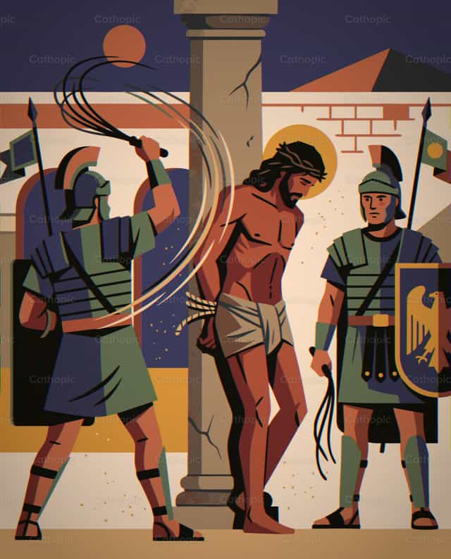 Crucifixión de Jesús con soldados romanos - Banco de vectores católicos - Fotografía por Noemí Márquez