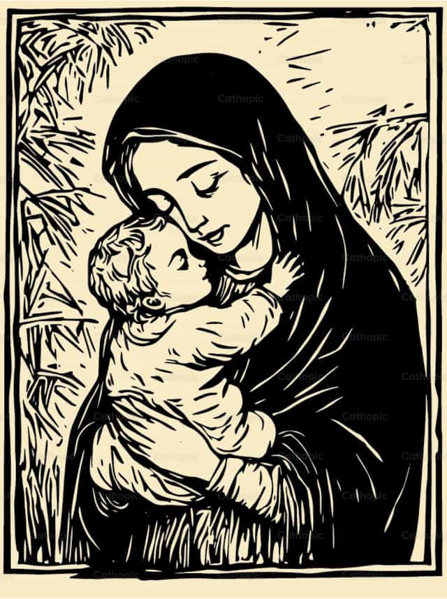 Madre con el Niño Jesús - Banco de vectores católicos - Fotografía por Carolina BR