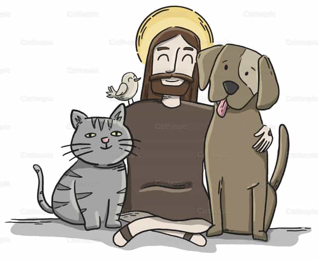 Jesús y las Mascotas - Banco de vectores católicos - Fotografía por Juliana Giletta