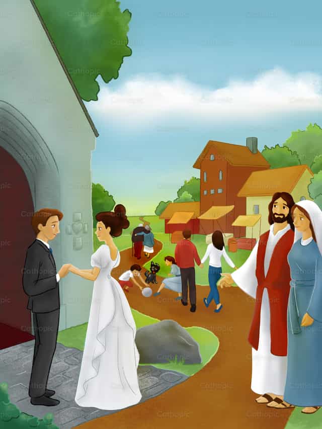 Camino al matrimonio - Banco de vectores católicos