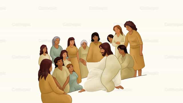 Jesús enseñando a mujeres - Banco de vectores católicos
