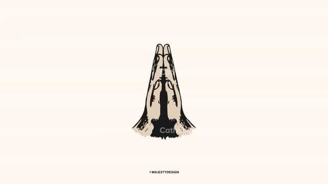 Nakahawak na mga Kamay sa Panalangin - Mga Catholic stock vector