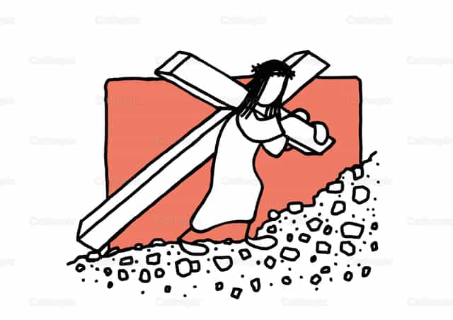 Jésus portant la Croix - Vecteurs catholiques de stock