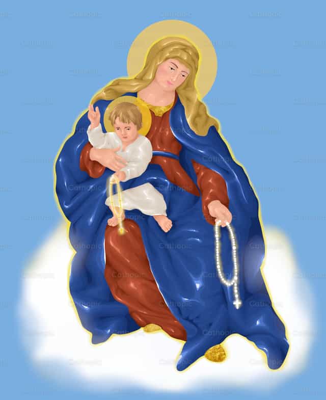 Nuestra Señora del Santísimo Rosario - Banco de vectores católicos - Fotografía por Christify Artworks