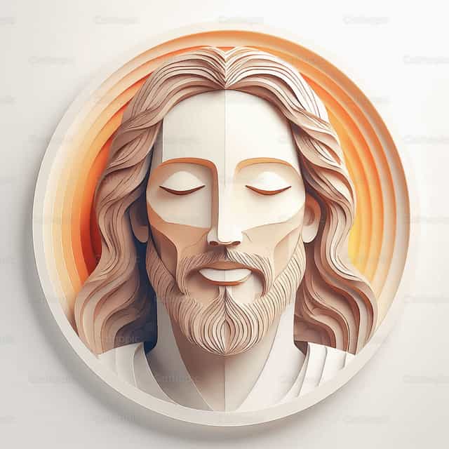 Rostro de Jesús con los ojos cerrados - Banco de vectores católicos - Fotografía por Gerardo Juarez