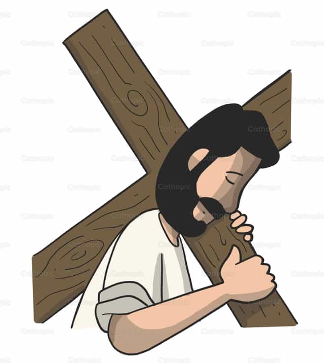 Jesus trägt das Kreuz - Katholische Vektorgrafiken