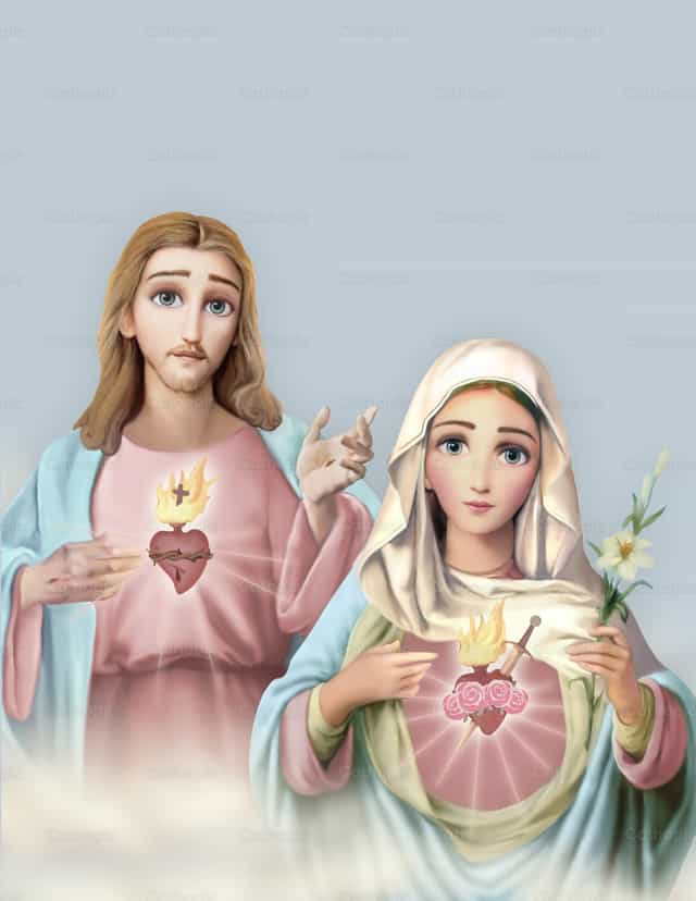 Mga Banal na Puso nina Hesus at Maria - Mga Catholic stock vector - Larawan ni Cielísimo .oficial