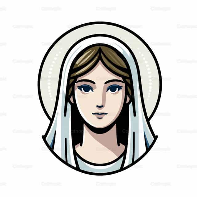 Rosto da Virgem Maria: Vetor Digital - Vetores católicos de stock