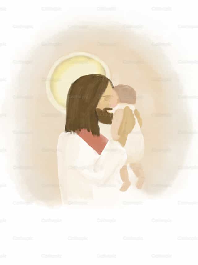 Laissez les enfants venir à moi - Vecteurs catholiques de stock