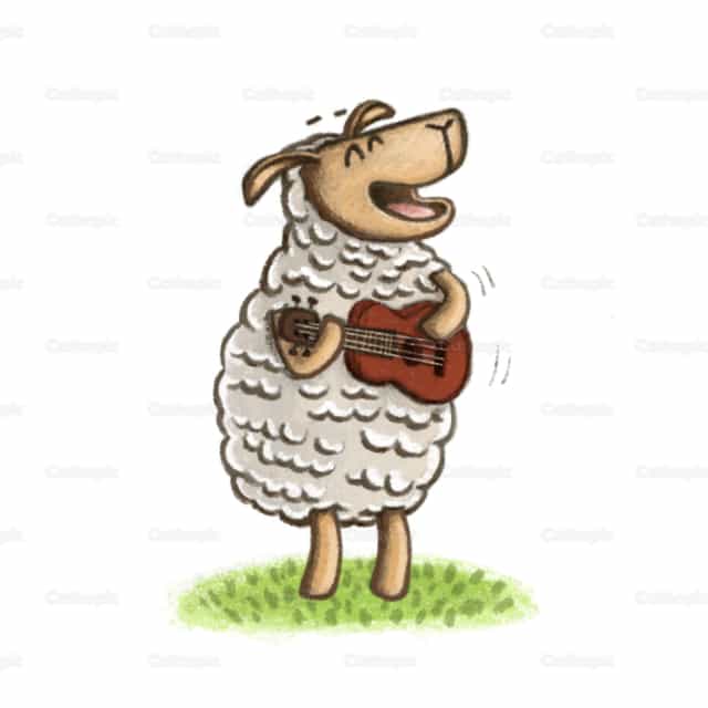 Ovelha com ukelele - Vetores católicos de stock