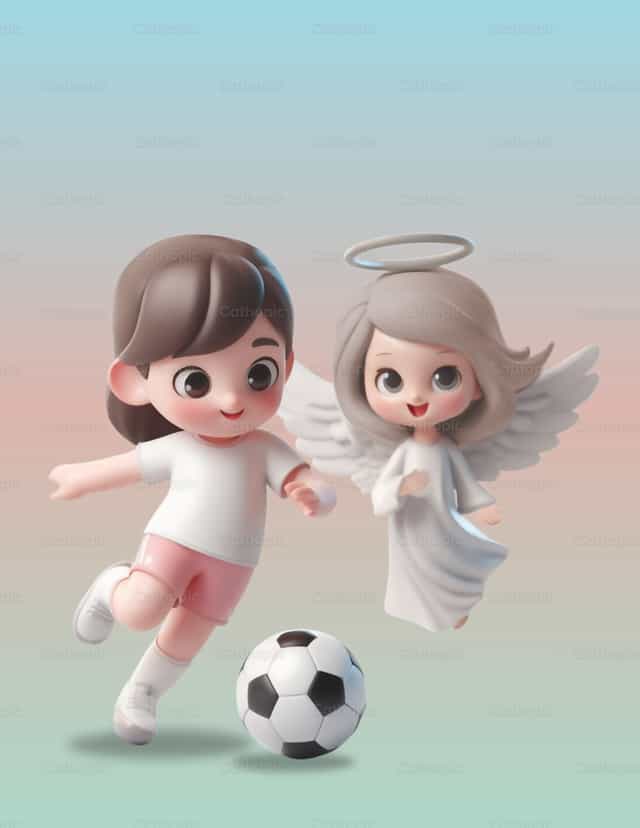 어린 소녀와 천사 - 가톨릭 스톡 벡터 - 사진 제공 Cielísimo .oficial