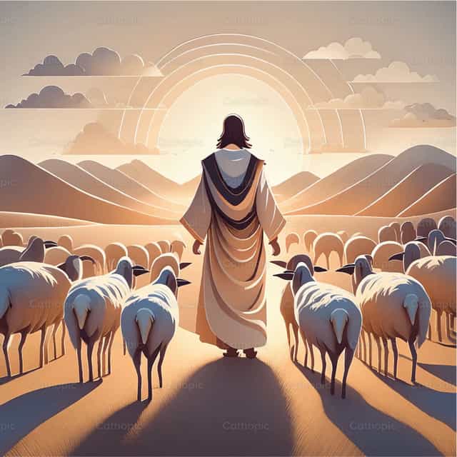 Jesús y las ovejas - Banco de vectores católicos - Fotografía por Gerardo Juarez