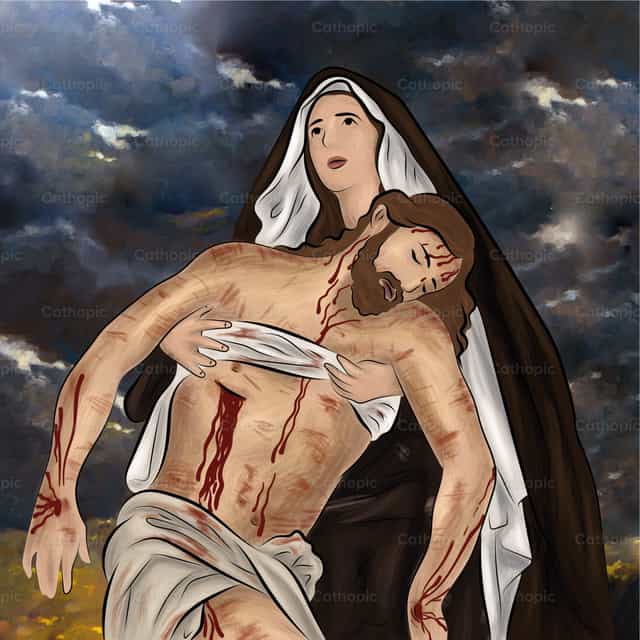 Hesus sa mga bisig ni Maria - Mga Catholic stock vector