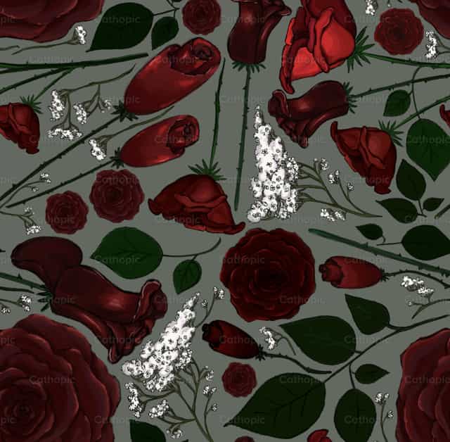 Flores de Rosa e Respiração de Bebê — Imagem de Fundo - Vetores católicos de stock