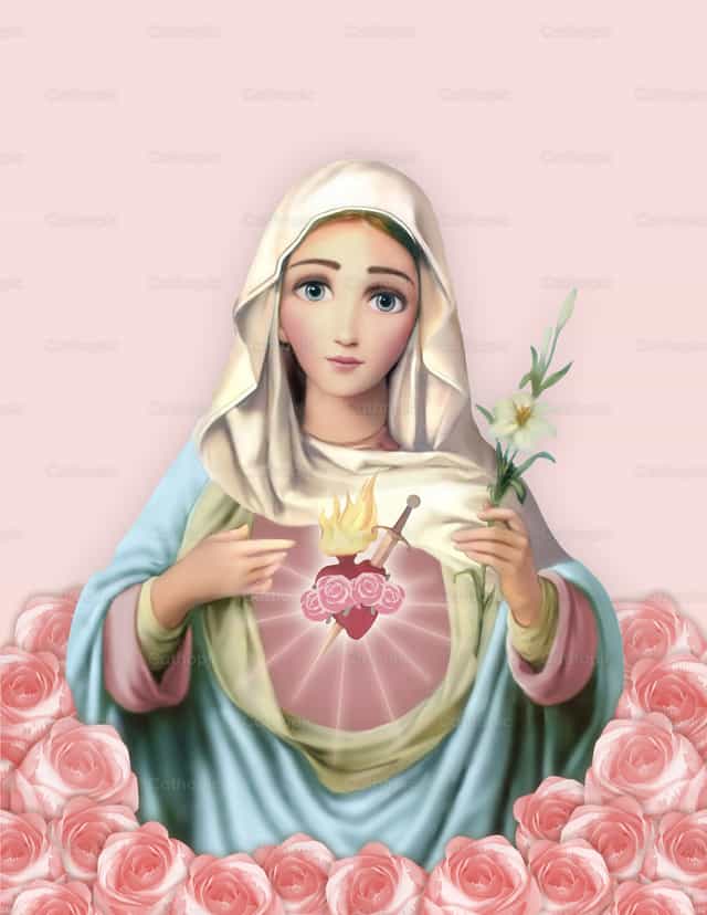 Virgem Maria em rosas - Vetores católicos de stock - Foto de Cielísimo .oficial