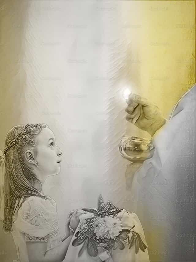 Niña en su primera comunión - Banco de vectores católicos
