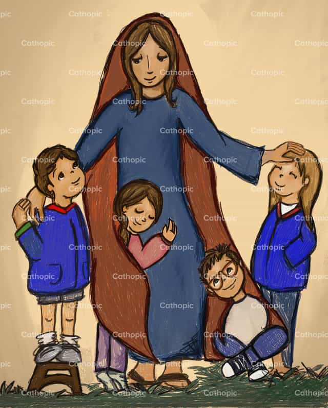 María y los niños - Banco de vectores católicos - Fotografía por maricarmen vargas vidales