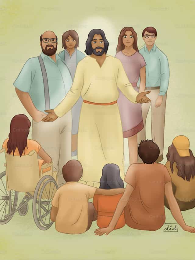 Jesús con los catequistas - Banco de vectores católicos - Fotografía por DID