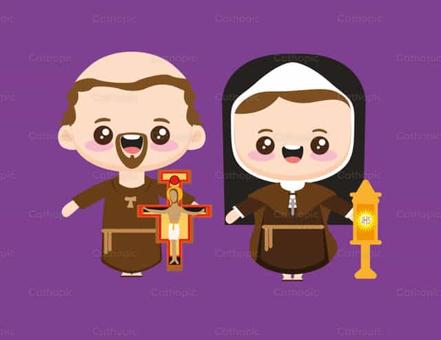 Heilige Franciscus en heilige Clara - Katholieke stockvectoren