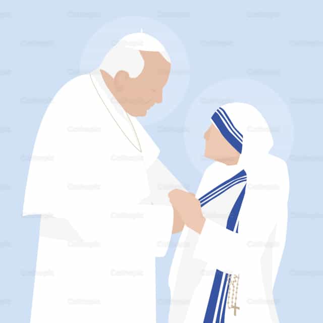Juan Pablo II y Madre Teresa de Calcuta - Banco de vectores católicos - Fotografía por Prado Armengou