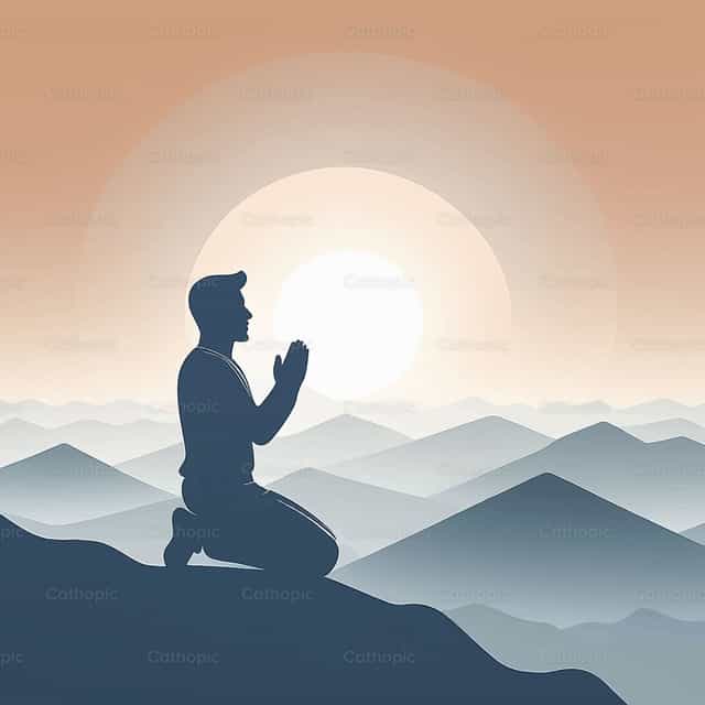 Silhouette of a man praying - Catholic stock vectors - Photo by Gerardo Juarez