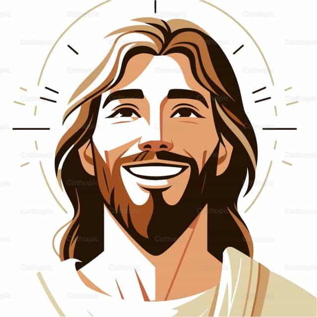 Radiant Joy of Resurrected Christ Face - Catholic stock vectors - Photo by catholicmall.org