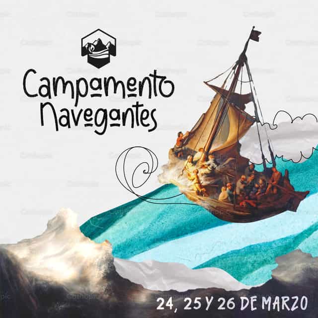 Plantilla La Barca campamento - Banco de vectores católicos