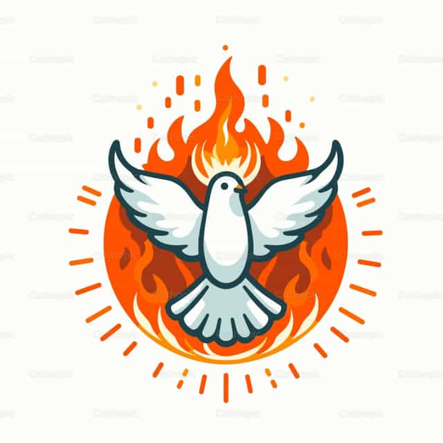 Vektorillustration: Flammende Taube – Heiliger Geist - Katholische Vektorgrafiken - Foto von catholicmall.org